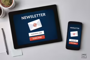 ipad and mobile phone to sign up for newsletter