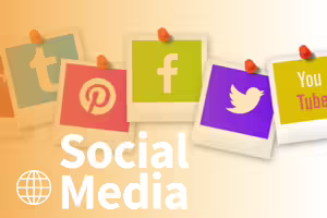 images of various social media on pinned photos. text social media
