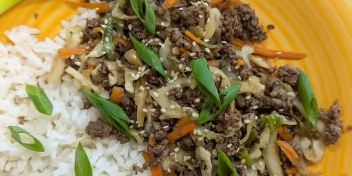 venison egg roll bowl with rice