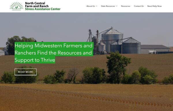 screen capture of new farm stress website homepage