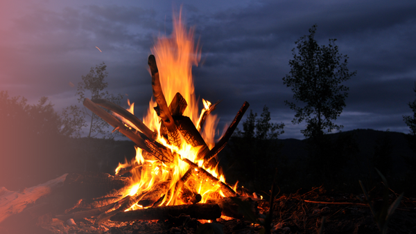 a sparking campfire
