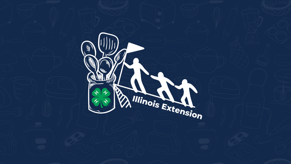 Cooking graphic with a 4-H Clover and the words Illinois Extension