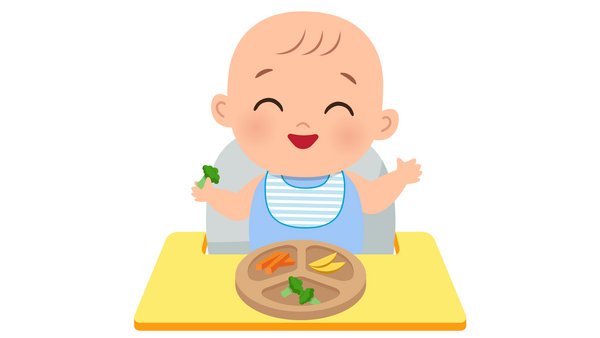 baby with a plate of food