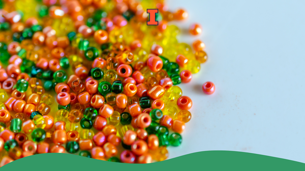 Green, orange, and yellow beads.