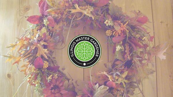dried flower wreath with Master Gardener logo
