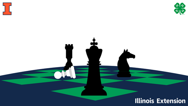 chess board with pawns and queen 