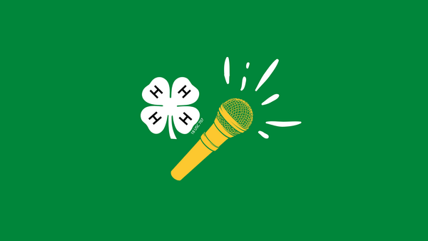 A graphic of a microphone with the 4-H clover.