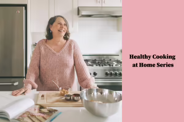 lady in kitchen with mixing bowl and food in measuring cups