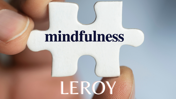 Puzzle piece with mindfulness written on it and the word LeRoy listed below