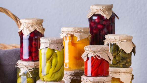 assortment of homemade jars with variety of food