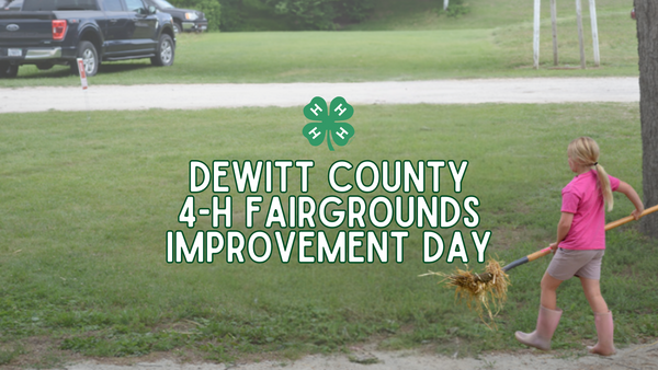 DeWitt County 4-H Fairgrounds Improvement Day, girl with rake pictured 