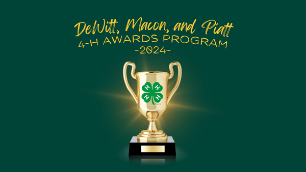 DeWitt, Macon and Piatt 4-H Awards Program, trophy with 4-H logo pictured 