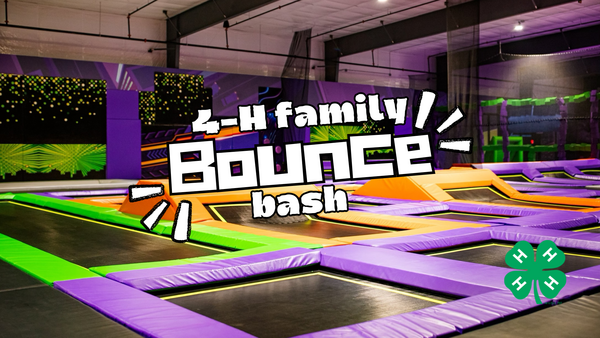 photo of KrazyTown Trampoline Park with event title, "Family Bounce Bash" written over the image.