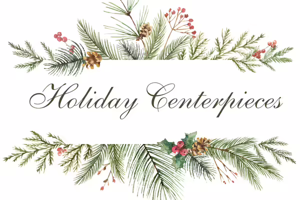 illustration of pine sprigs and holly berries