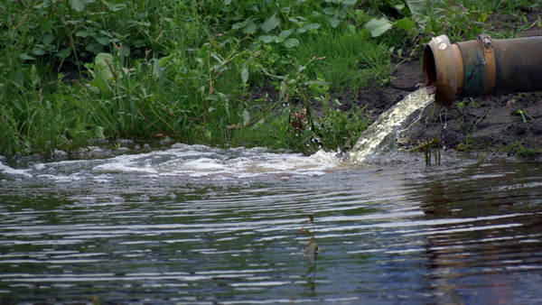 storm water run off, water leaving pipe into stream