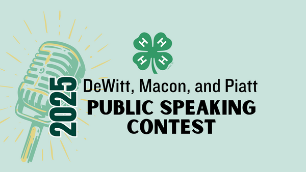 2025 DeWitt, Macon, and Piatt Public Speaking Contest with microphone