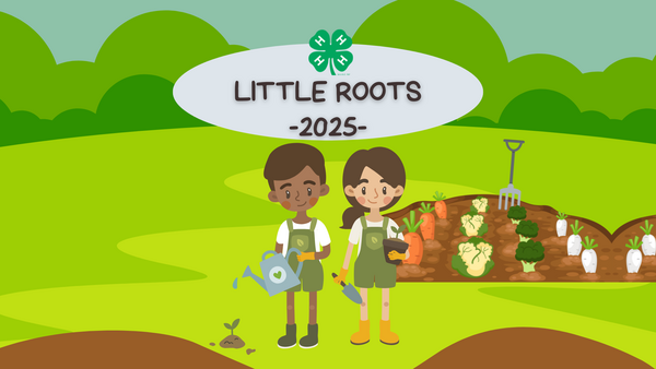 Little Roots 2025, cartoon children planting a garden pictured