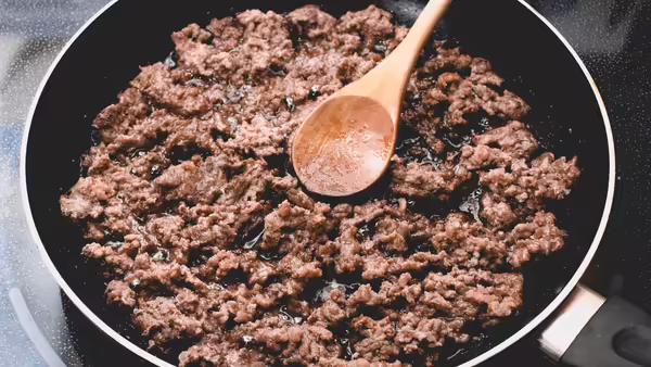 ground beef in a skillet