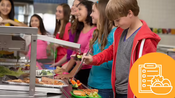 school children in lunch line