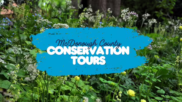 Native plants with the words, "McDonough County Conservation Tours" overlaying the image.