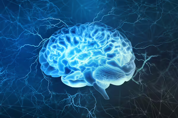 Brain with sparks coming out of it