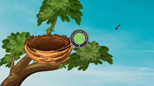 A next in a tree with the Master Gardener logo