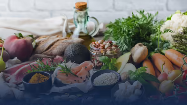 Mediterranean foods on table 