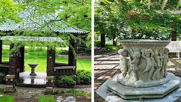 beautiful garden features at the Deere Wiman House
