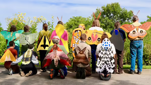 people wearing homemade moth wings