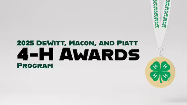 2025 DeWitt, Macon, and Piatt 4-H Awards Program with 4-H gold medal with green shamrock