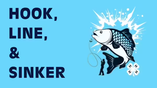 sky blue background, illustrated fish jumping out of water