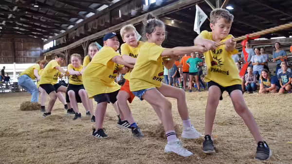 kids doing a tug of war