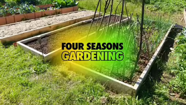 Garden photo with text Four Seasons Gardening