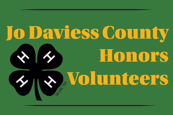 green background, scrolls, 4-H clover