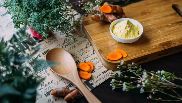 herbs and a wooden spoon