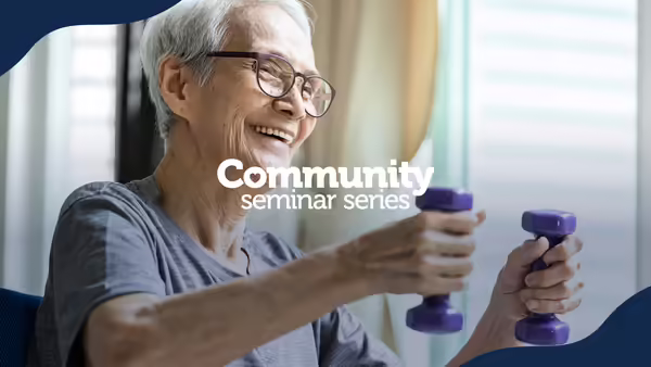 An elder woman lifting weights