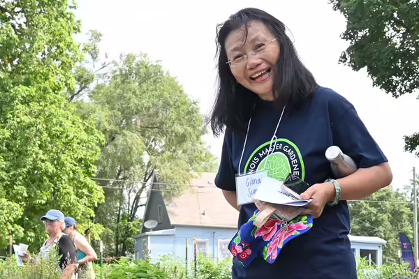 lady in Master Gardener t-shirt