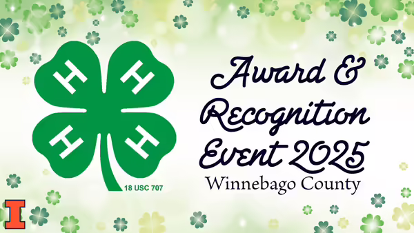 4H Clover and text reading "award and recognition event 2025"