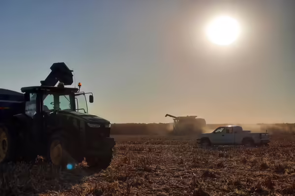 tractor in the field during harvest