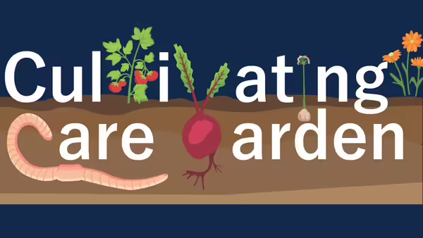 "Cultivating Care Garden" created with root vegetables.