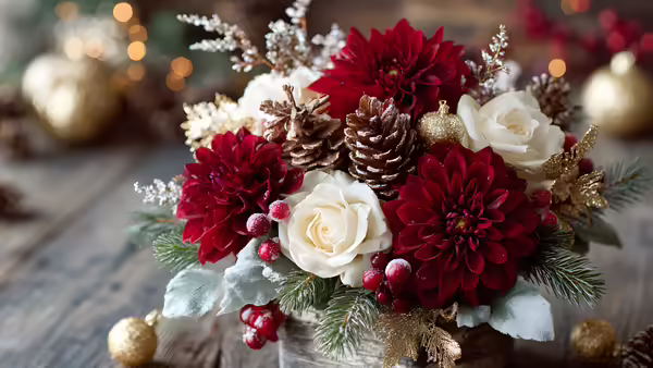 pretty winter themed flower centerpiece
