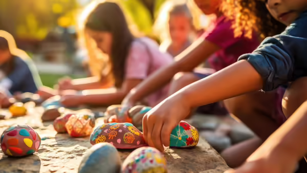 children painting rocks