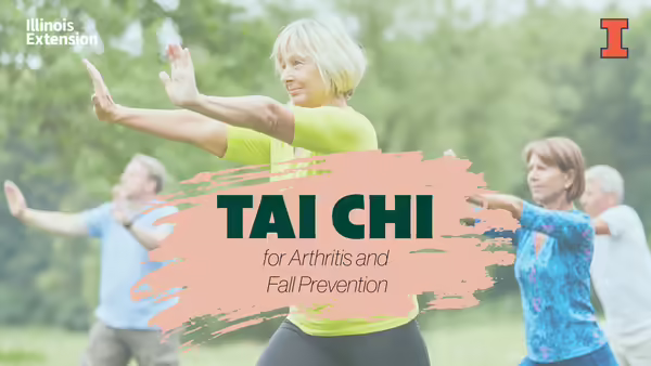 A group of older individuals performing tai chi movements.