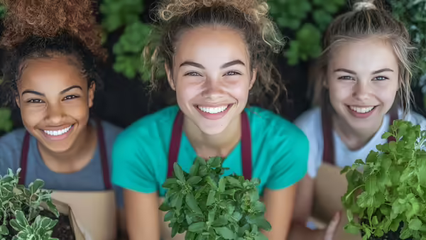 children holding plants