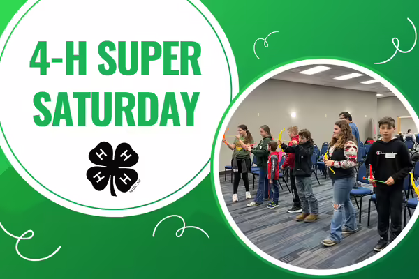 green background with swirls, and photo of youth shooting plastic arrows