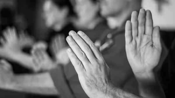 close up of tai chi hand movement
