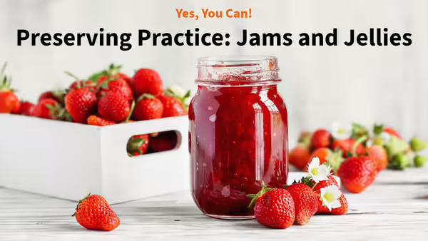 strawberries and a jar of strawberry jam