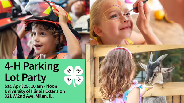 Parking lot party activities fire truck, face painting, petting zoo