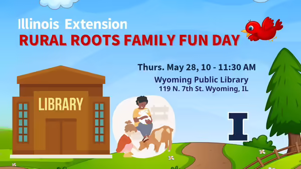 library with petting zoo and trees