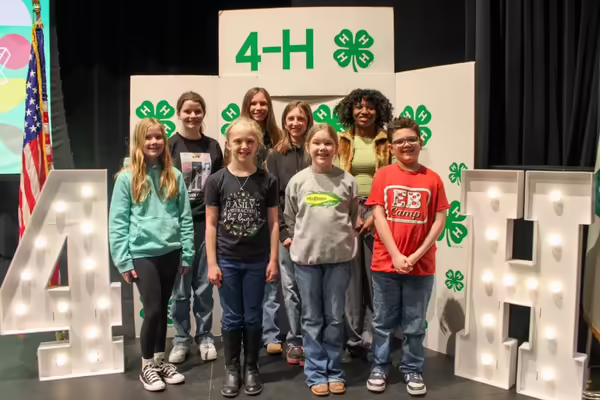 4-H participants pose together for a group photo at IVCC.